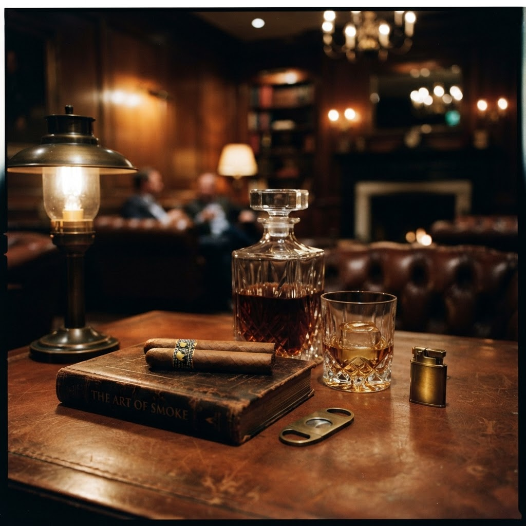 An elegant private cigar lounge prepared for Cubano Society members